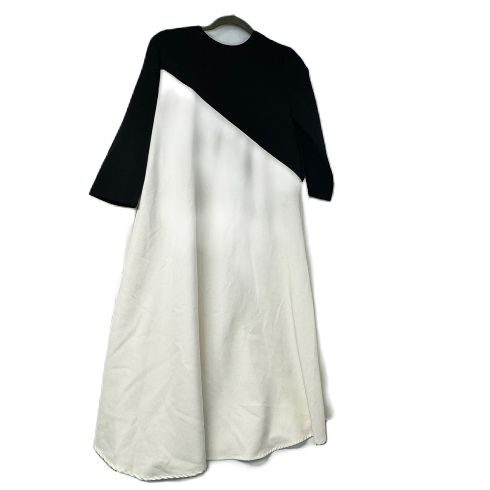 Black & White Midi Dress - Minimalist A-Line